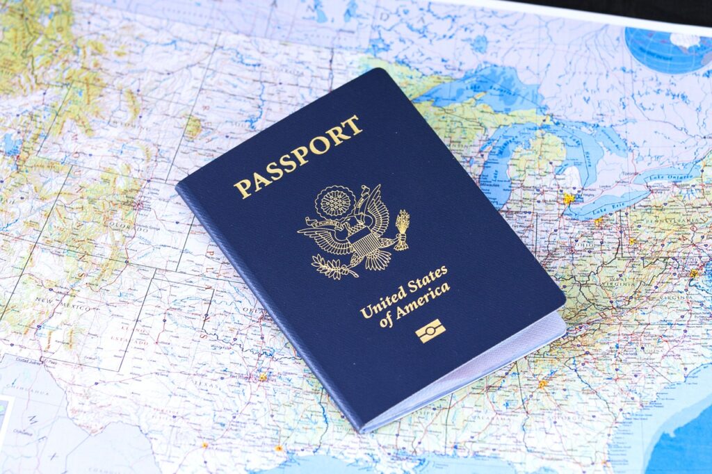 passport, flag, travel, american passport
